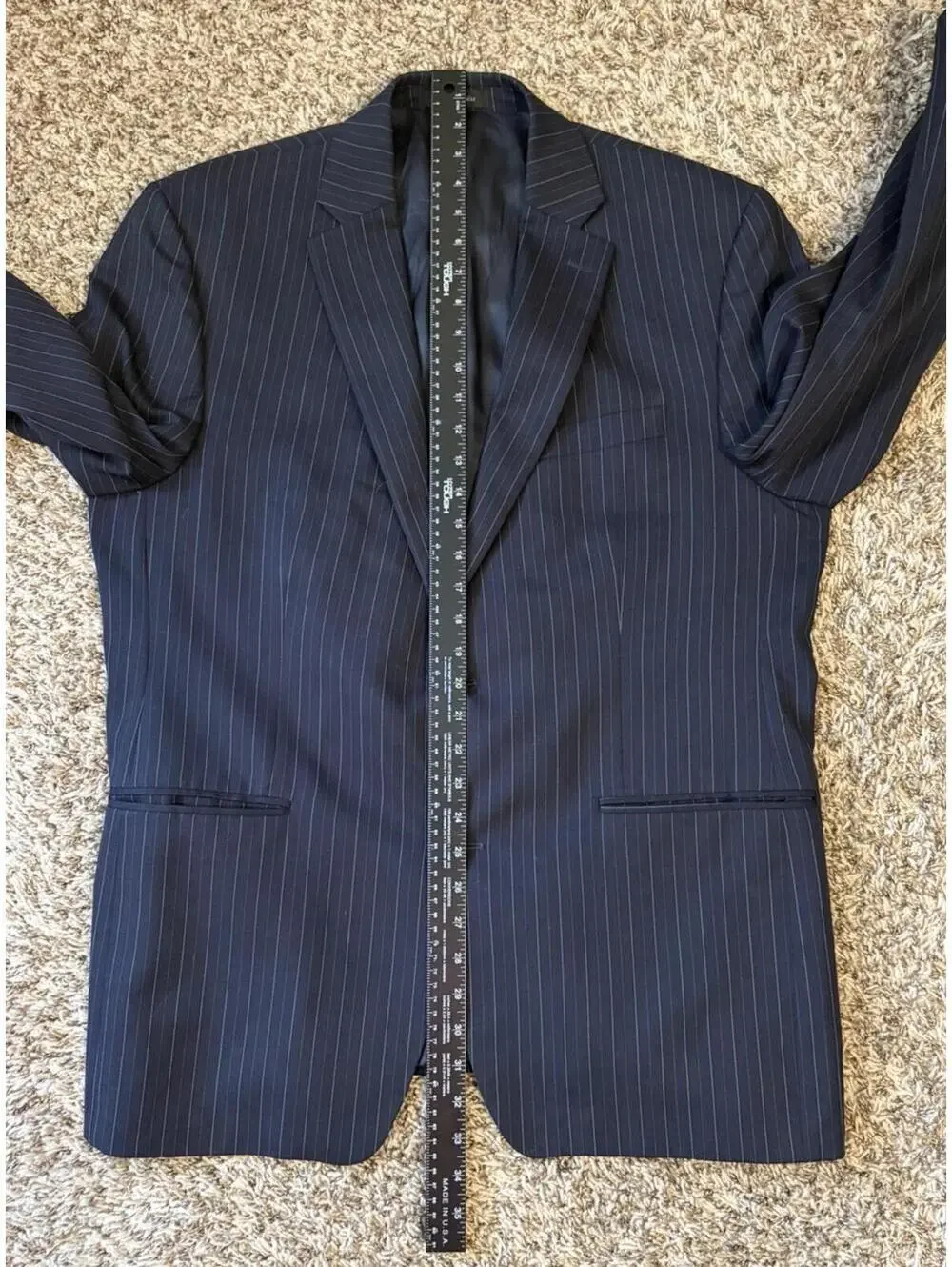 Lauren Ralph Lauren Navy Blue Pinstripe 100% Wool Suit Jacket Blazer Size 44R